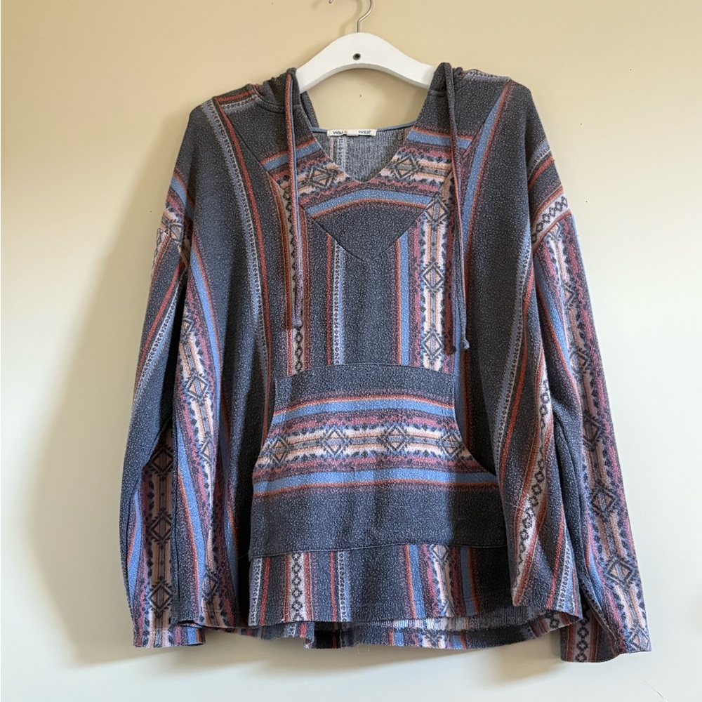 Wallflower Baja Stripe Multicolor Patterned Lightweight Hooded Sweater